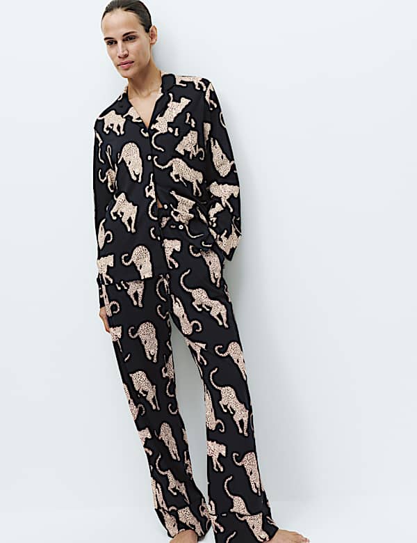 Cotton Modal Printed Revere Pyjama Set