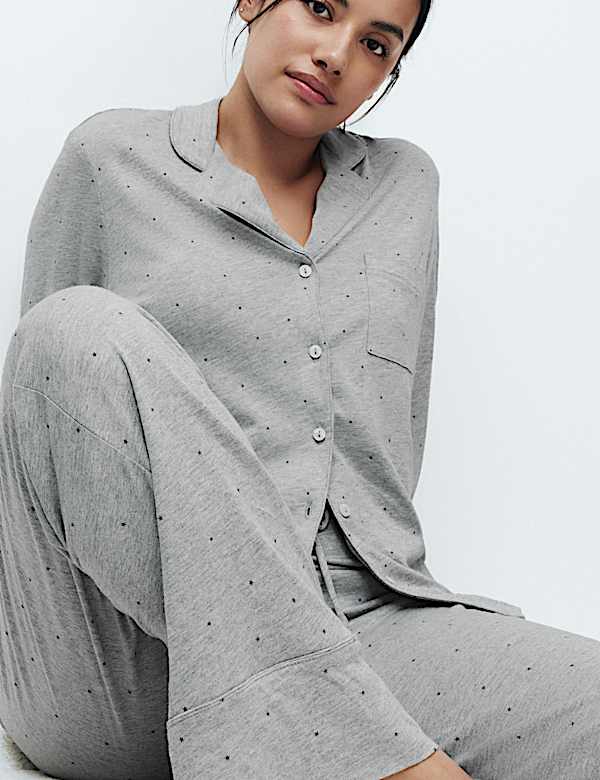Cotton Modal Printed Revere Pyjama Set