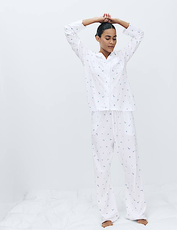 Ensemble pyjama &agrave; revers en coton et modal - CH