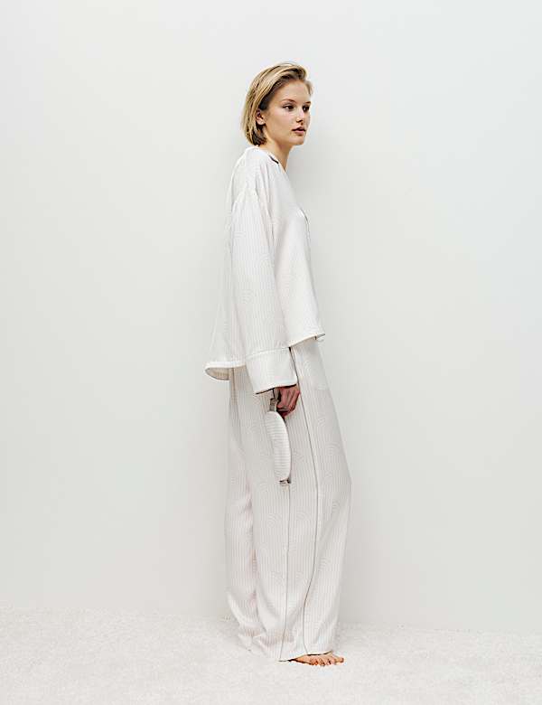 Premium Satin Geometric Revere Pyjama Set - BE