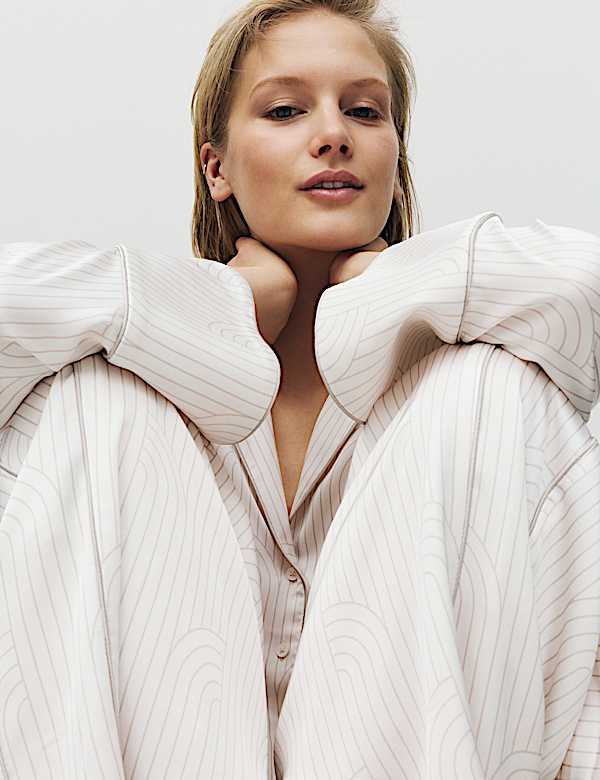 Premium Satin Geometric Revere Pyjama Set - BE