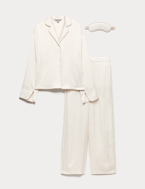 Premium Satin Geometric Revere Pyjama Set - BE