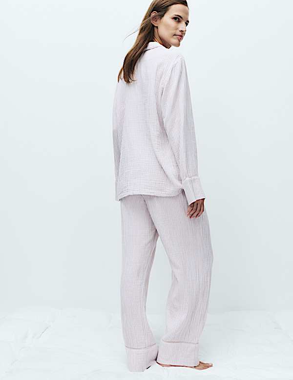 Muslin Striped Revere Pyjama Set - IS