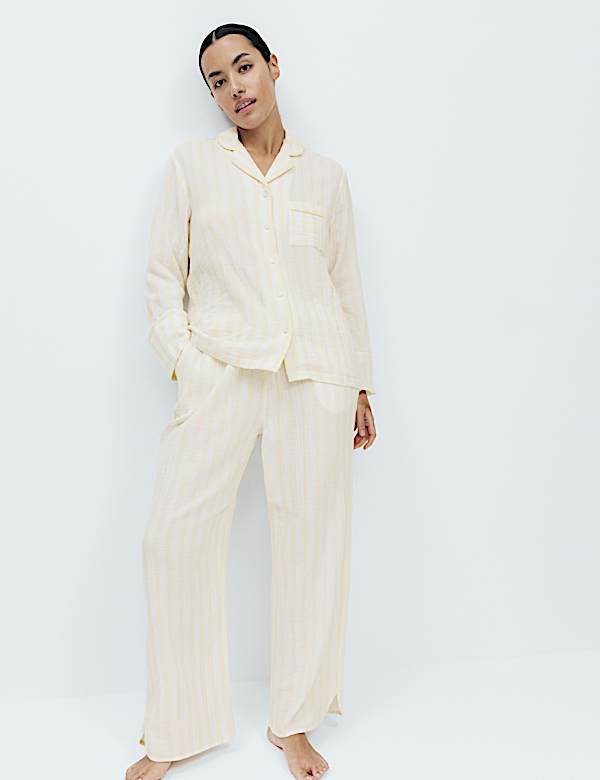 Muslin Striped Revere Pyjama Set - IS