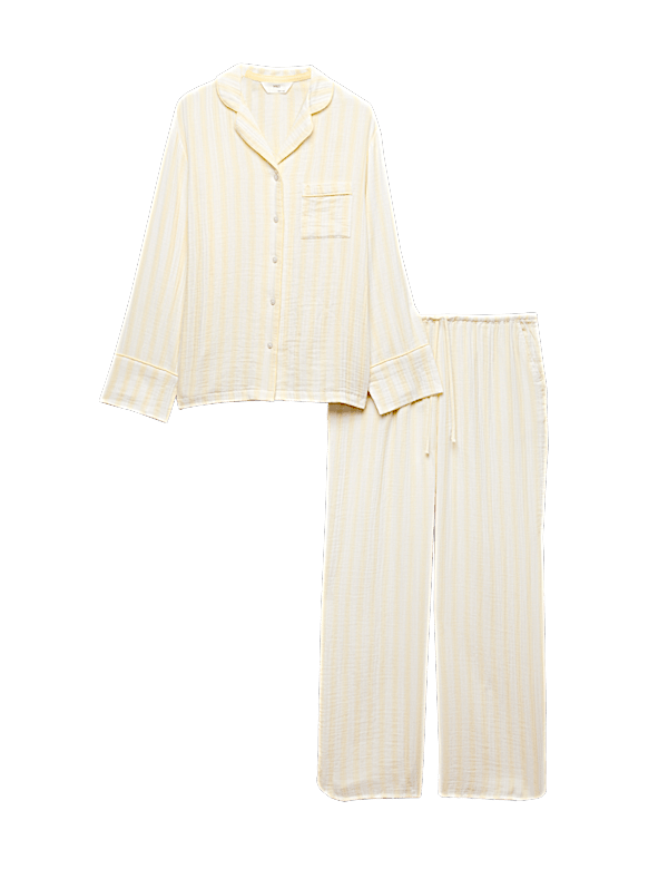 Muslin Striped Revere Pyjama Set
