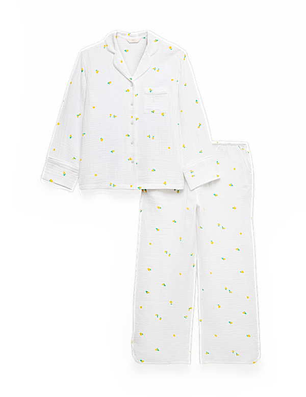 Muslin Printed Revere Pyjama Set