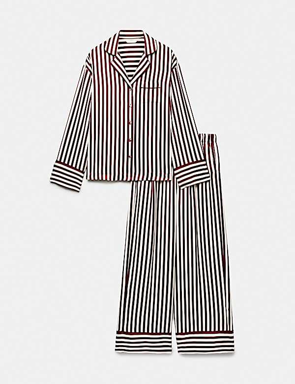 Pijama de rayas con solapa Dream Satin&trade; - US
