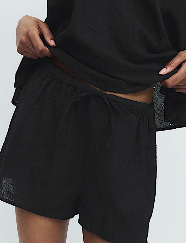 Pure Cotton Voile Embroidered Shortie Set - PT