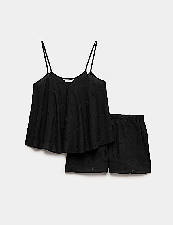 Pure Cotton Voile Embroidered Shortie Set - PT