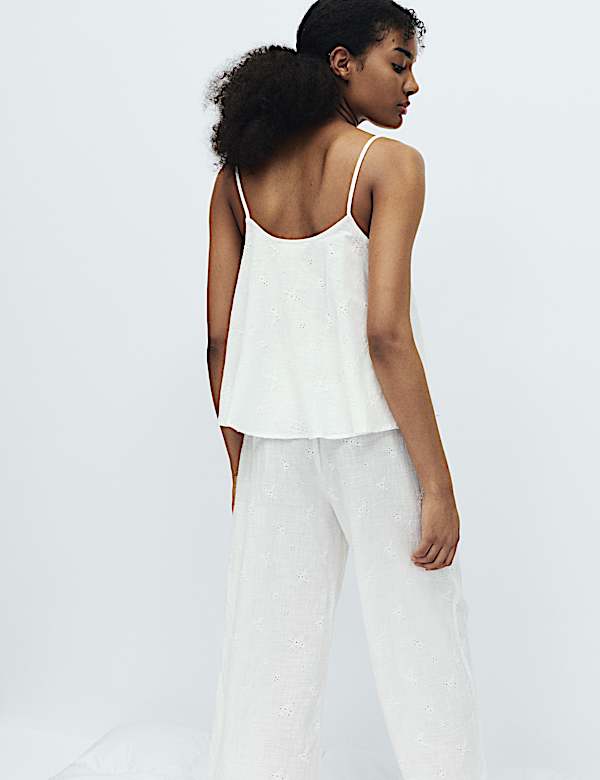 Voile Embroidered Cropped Cami Pyjama Set - PT