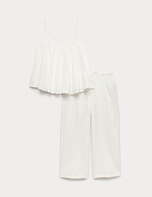 Voile Embroidered Cropped Cami Pyjama Set - PT