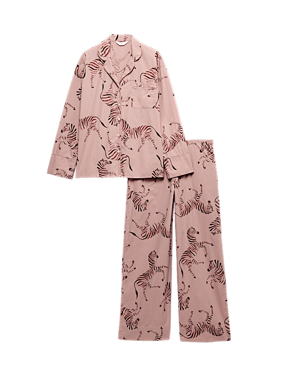 Pure Cotton Poplin Zebra Revere Pyjama Set