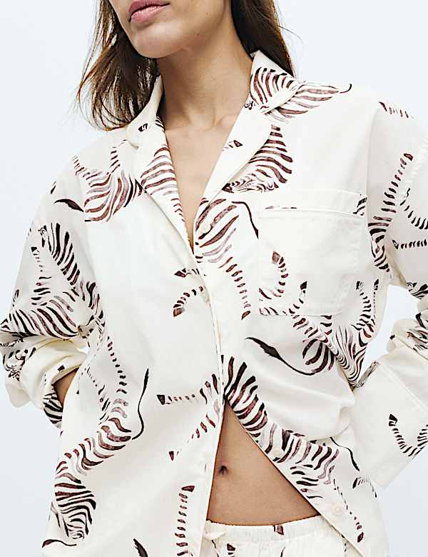 Pure Cotton Poplin Zebra Revere Pyjama Set - JO