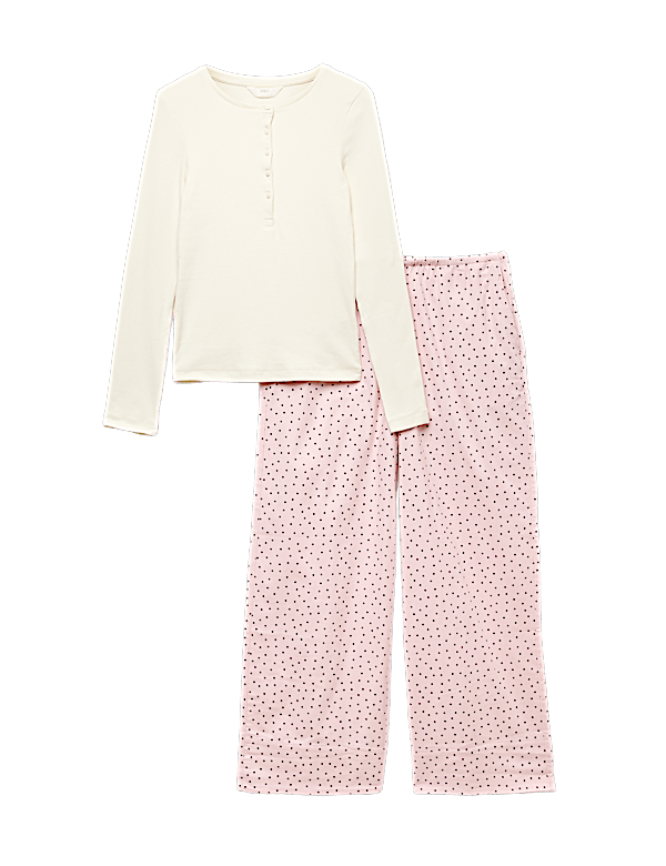 Cotton Rich Polka Dot Henley Pyjama Set