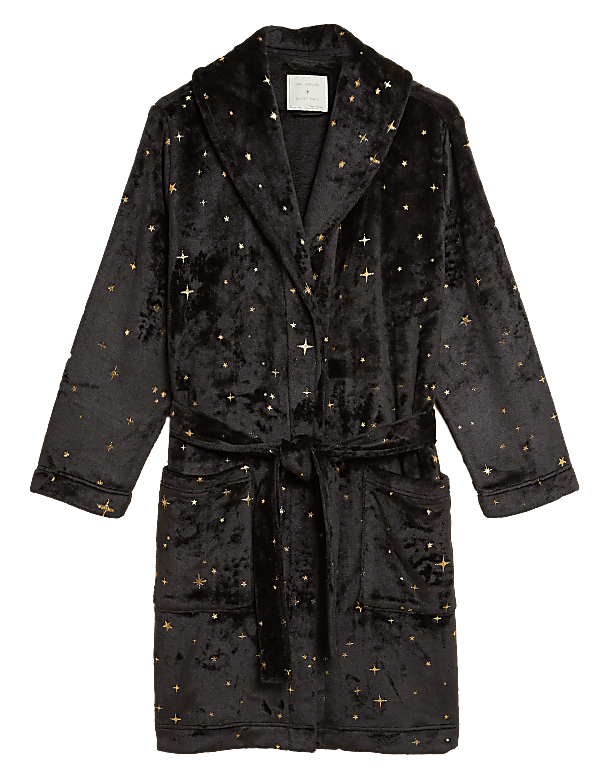 Fleece Star Print Short Dressing Gown
