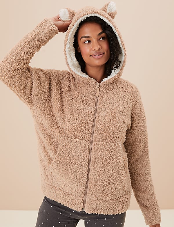 Fleece coat hoodie with cat ears top