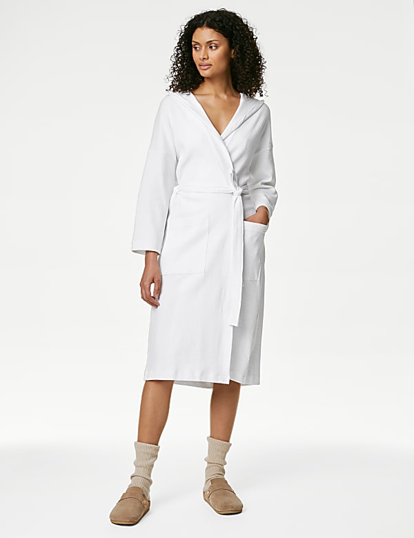 Pure Cotton Jersey Waffle Dressing Gown - BH