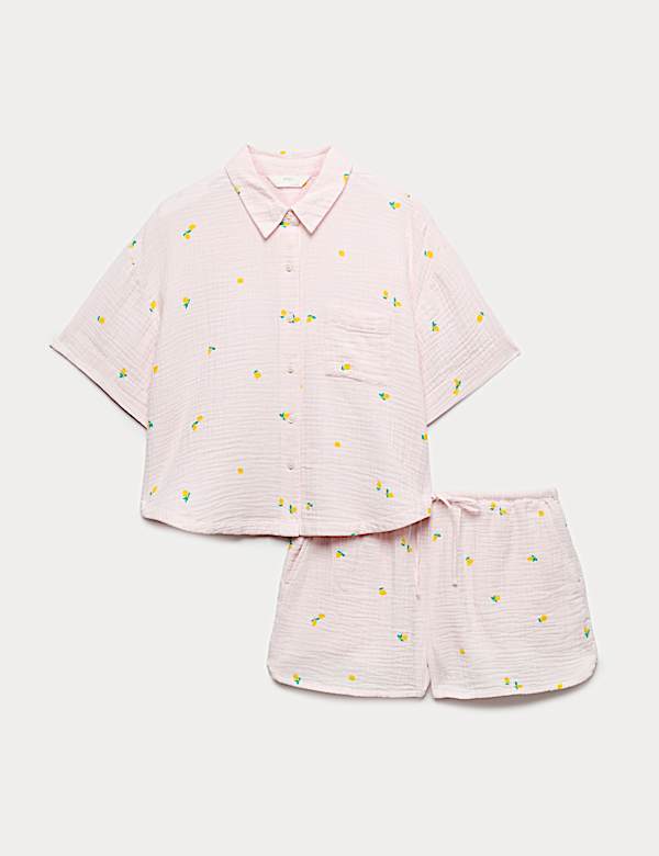Pure Cotton Muslin Printed Shortie Set - DK