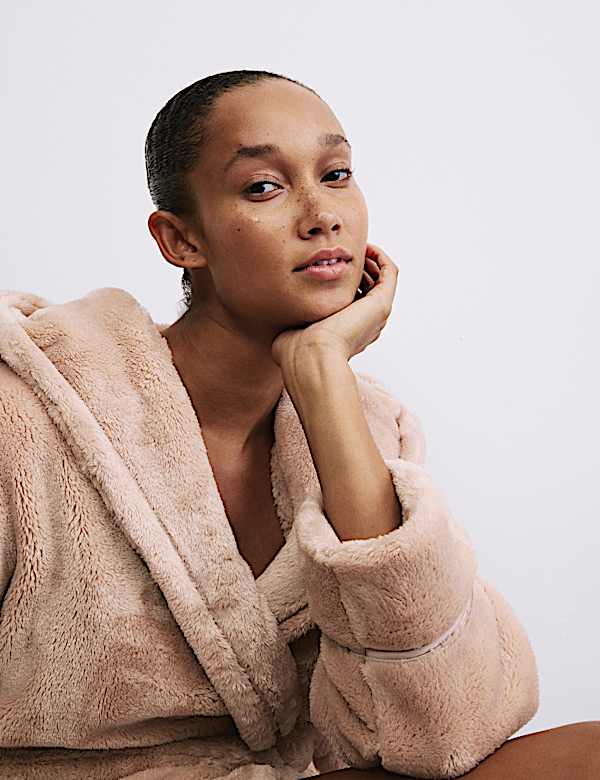Fleece Hooded Dressing Gown - CH