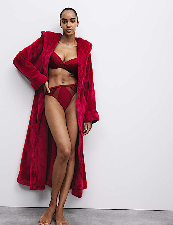 Fleece Hooded Dressing Gown - US