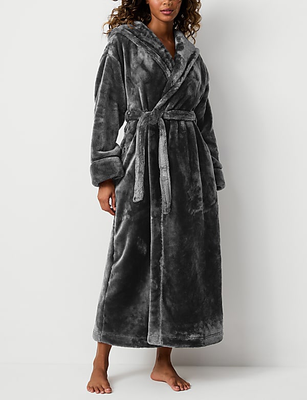 Fleece Hooded Dressing Gown - AT