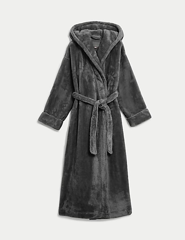 Fleece Hooded Dressing Gown - GR
