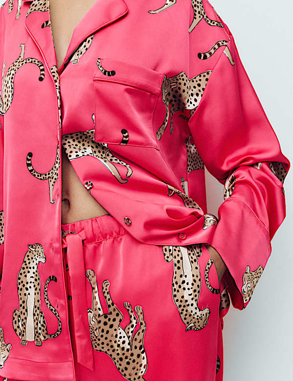 Dream Satin Animal Print Revere Pyjama Set - AU