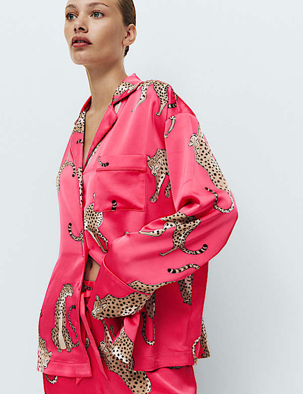 Dream Satin Animal Print Revere Pyjama Set - AU