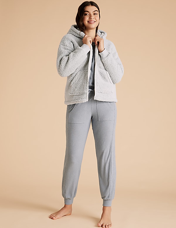 Teddy Fleece Hooded Zip Up Jacket