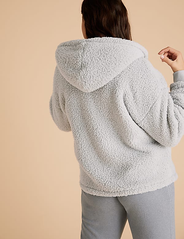 Teddy fleece hooded zip up jacket sale