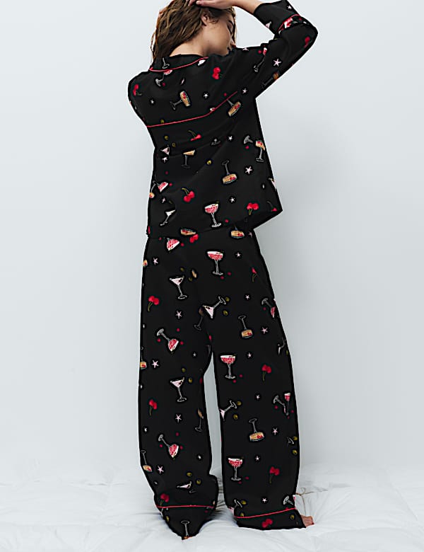 Pure Cotton Sateen Cocktail Print Pyjama Set - CN