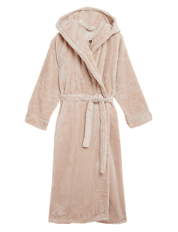 Fleece Hooded Long Dressing Gown