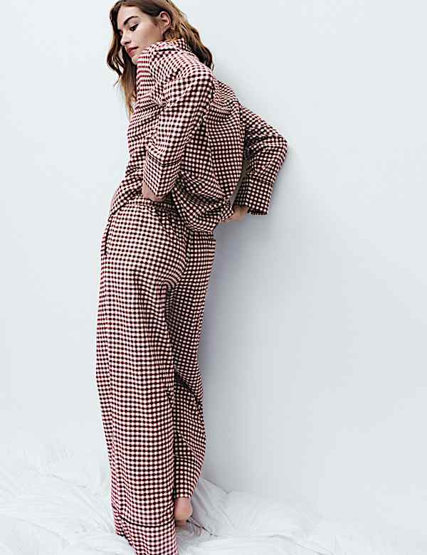 Pure Cotton Gingham Revere Pyjama Set