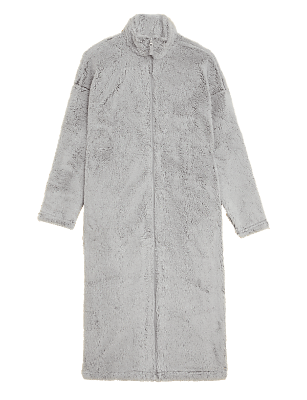 Fleece Zip Long Dressing Gown