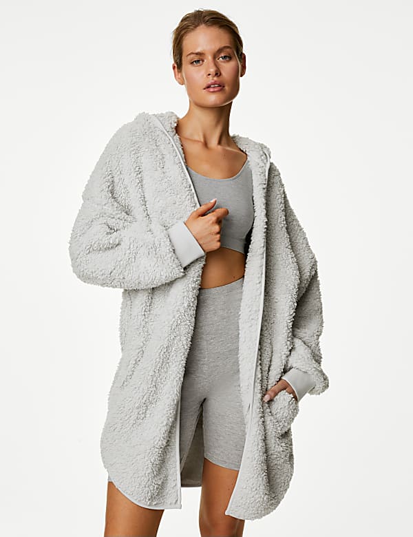 Teddy fur hooded cardigan deals