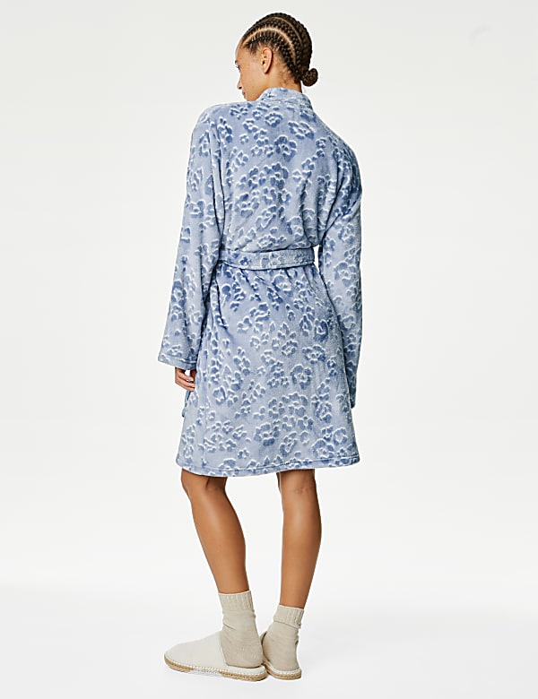 Fleece Animal Print Short Dressing Gown - VN