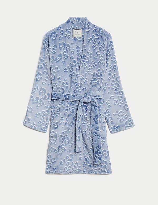 Fleece Animal Print Short Dressing Gown - VN