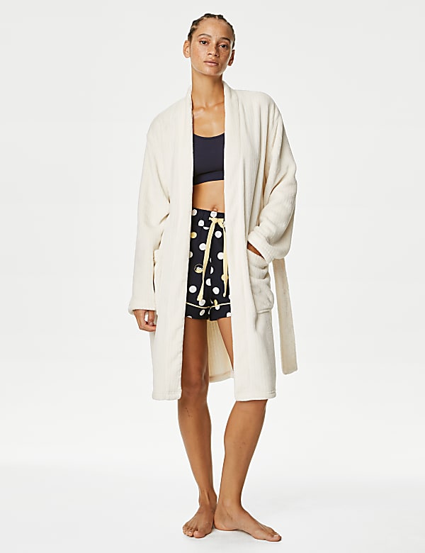 Fleece Ribbed Short Dressing Gown - FR