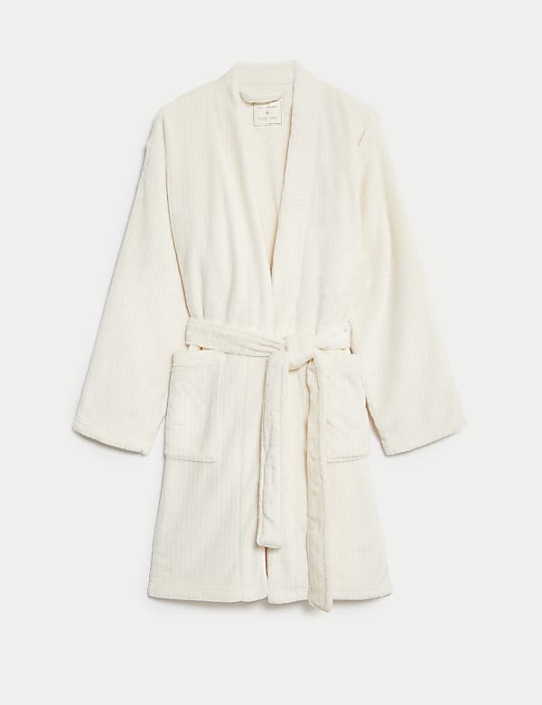 Fleece Ribbed Short Dressing Gown - FR
