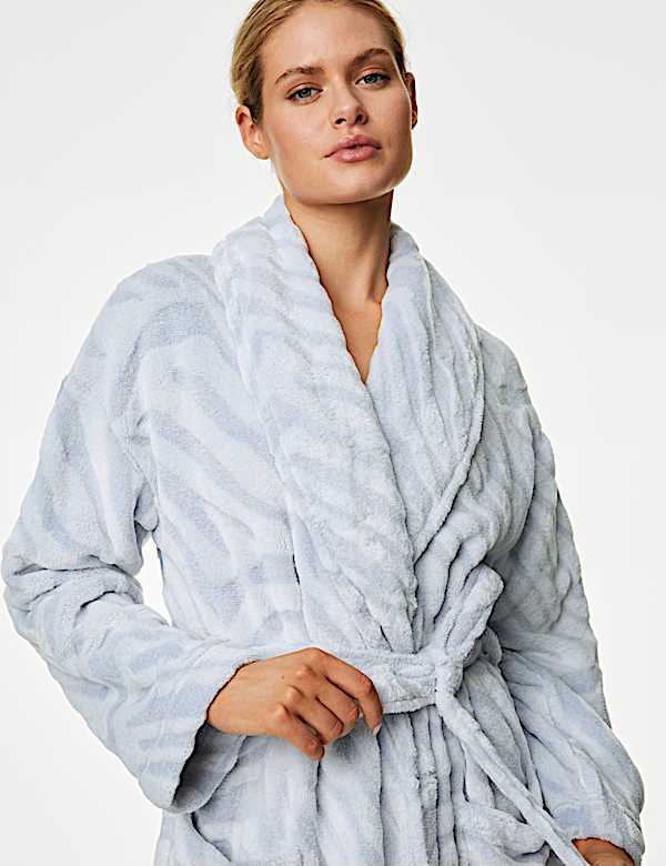 Fleece Animal Print Long Dressing Gown