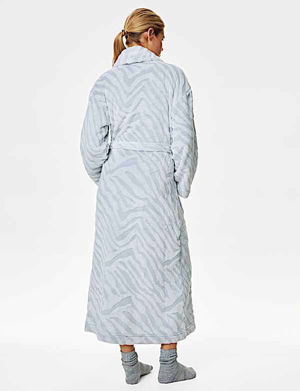 Fleece Animal Print Long Dressing Gown