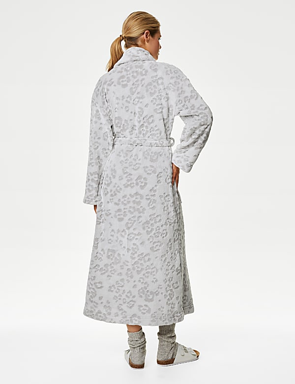 Fleece Animal Print Long Dressing Gown