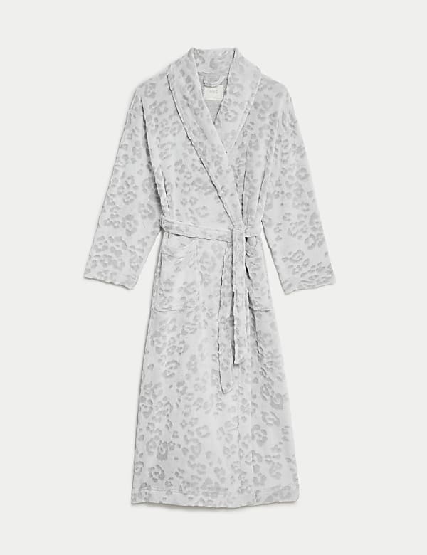 Fleece Animal Print Long Dressing Gown - GR