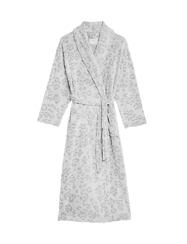 Fleece Animal Print Long Dressing Gown