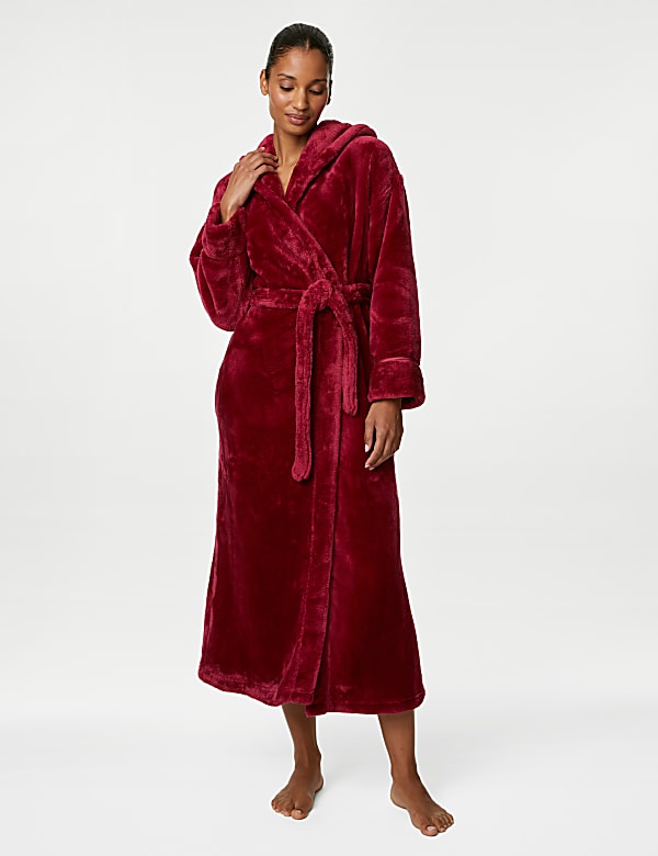 Fleece Hooded Long Dressing Gown - BH
