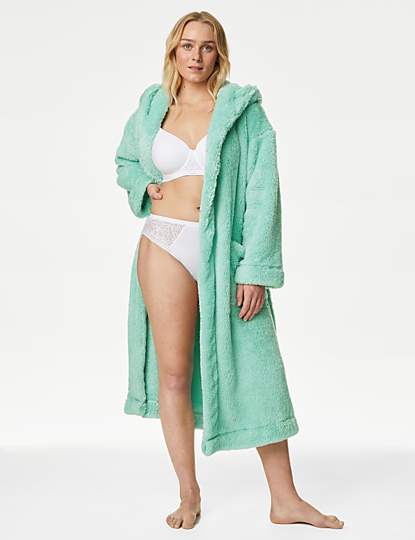 Fleece Hooded Dressing Gown - QA