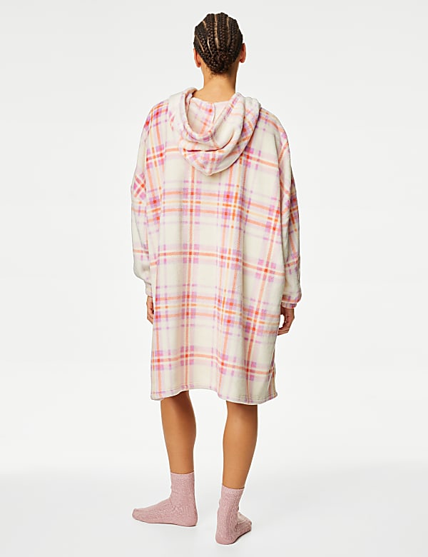 Fleece Checked Oversized Hoodie - NL