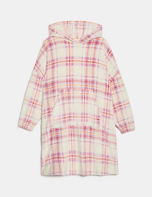 Fleece Checked Oversized Hoodie - NL