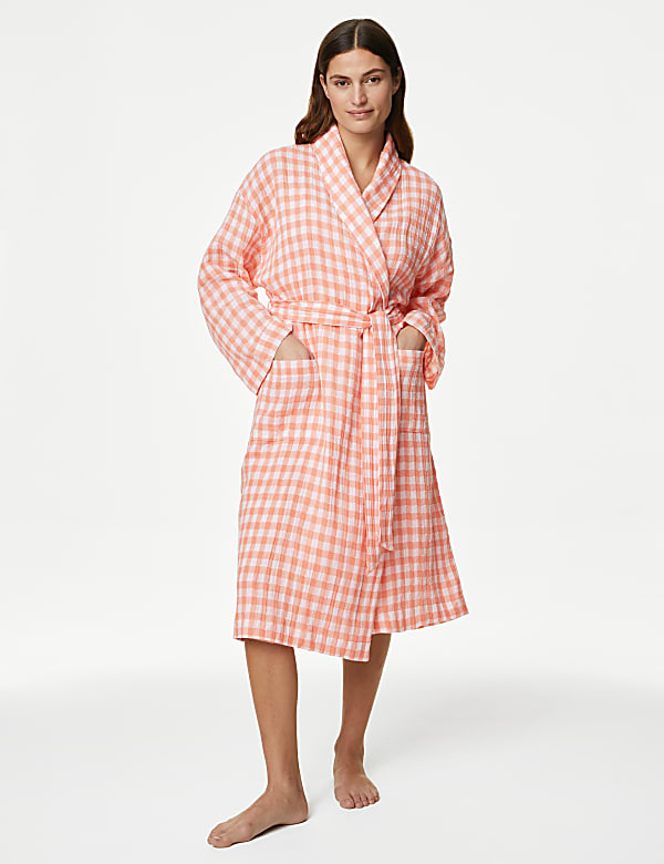 Muslin Checked Dressing Gown - TW