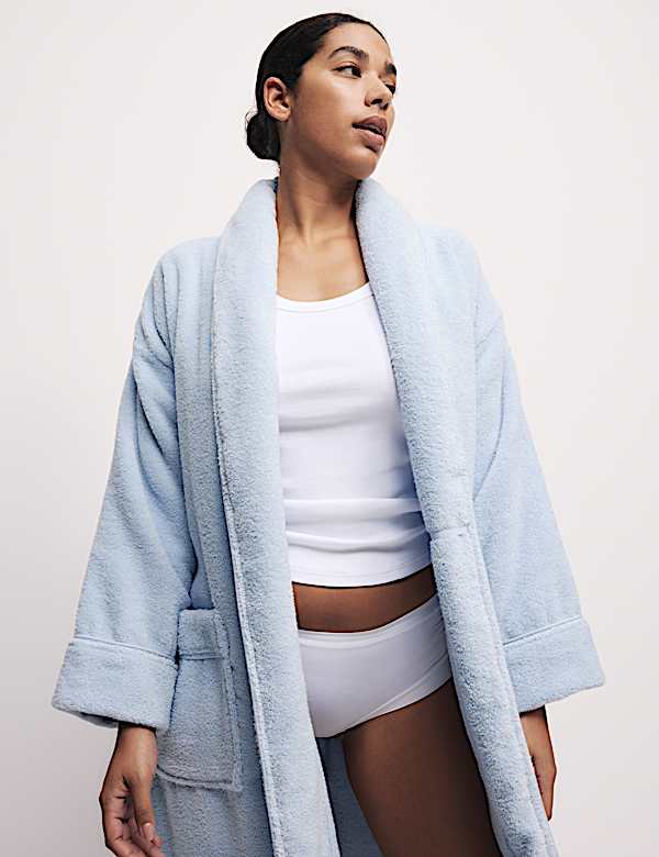 Pure Cotton Towelling Dressing Gown - NO